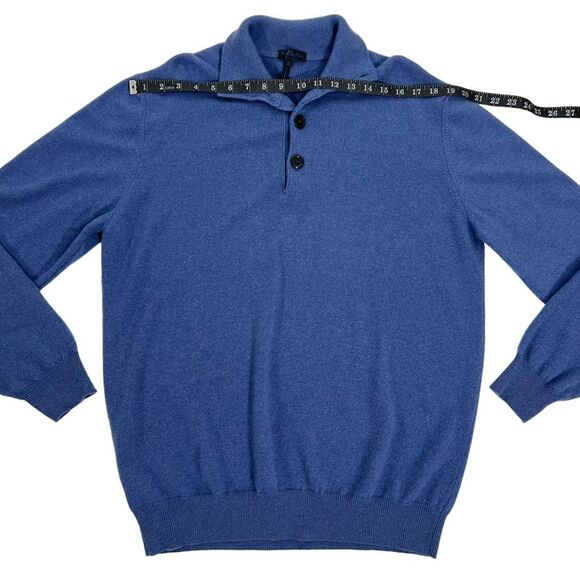 Enzo Mantovani Pullover Polo Sweater Large Cashmere Blue Knitted Italian Made - Picture 9 of 10